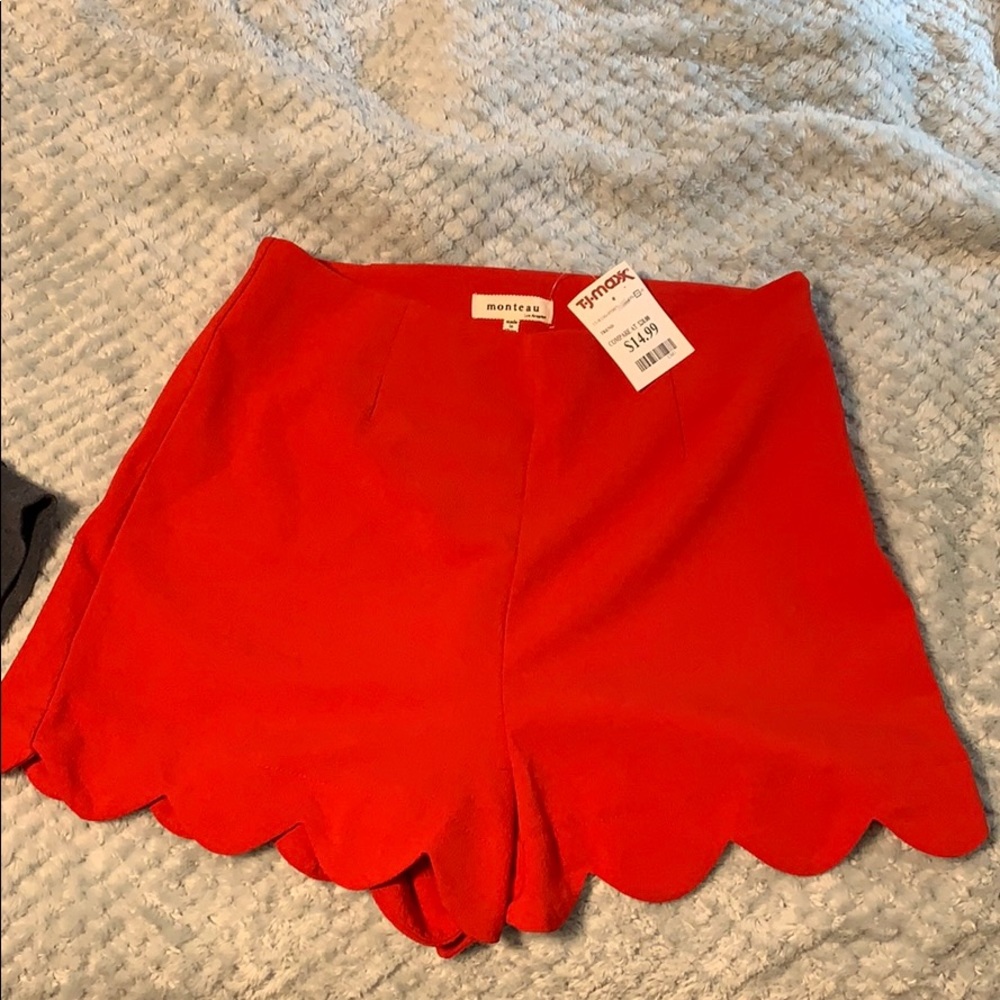High waisted red shorts